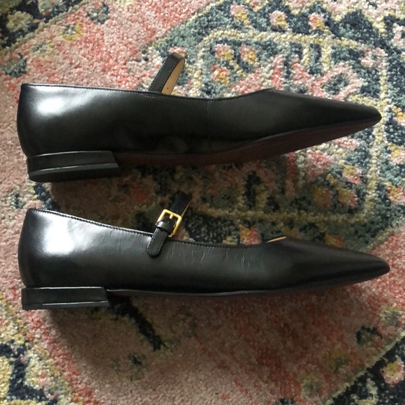 Franco Sarto Nalin Pointed Toe Flat Black Mary Jane Flats Leather Style Loafer - Picture 9 of 13